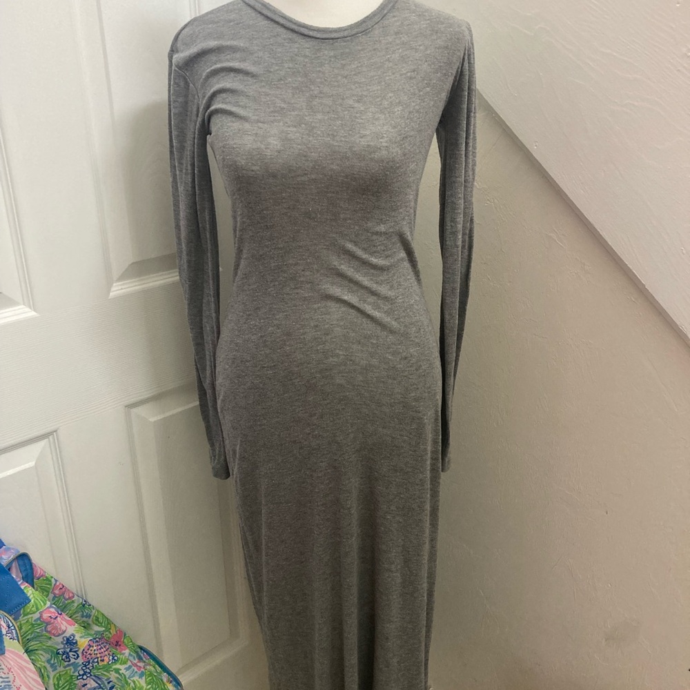 Zara Elegant Gray Long Sleeve Dress
